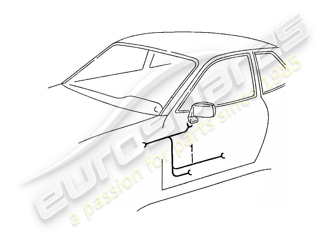 porsche 1991 (944) kabelbäume - türen ersatzteildiagramm