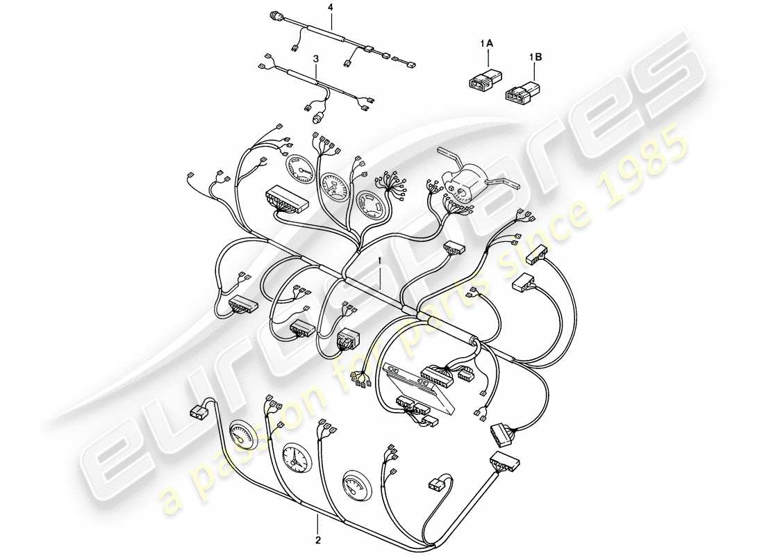 porsche 1982 (944) kabelbäume - armaturenbrett - mittelkonsole ersatzteildiagramm