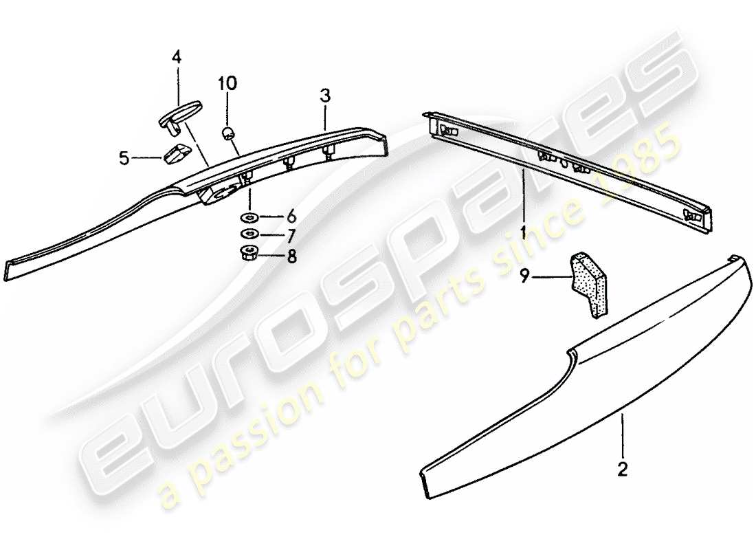 porsche 1989 (944) zierleisten teilediagramm