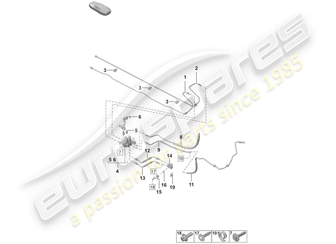 porsche 2019 (992-1) hydraulikleitung ersatzteildiagramm