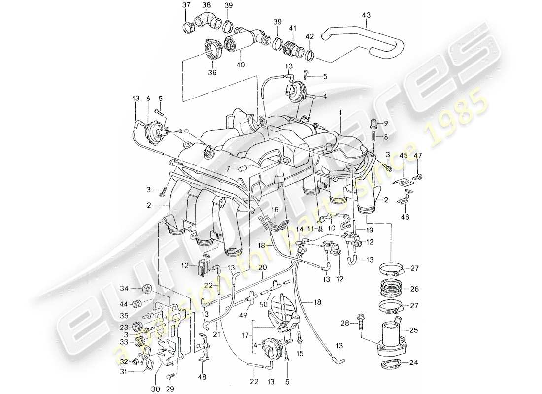 porsche 1996 (993) ansaugluftverteiler teilediagramm