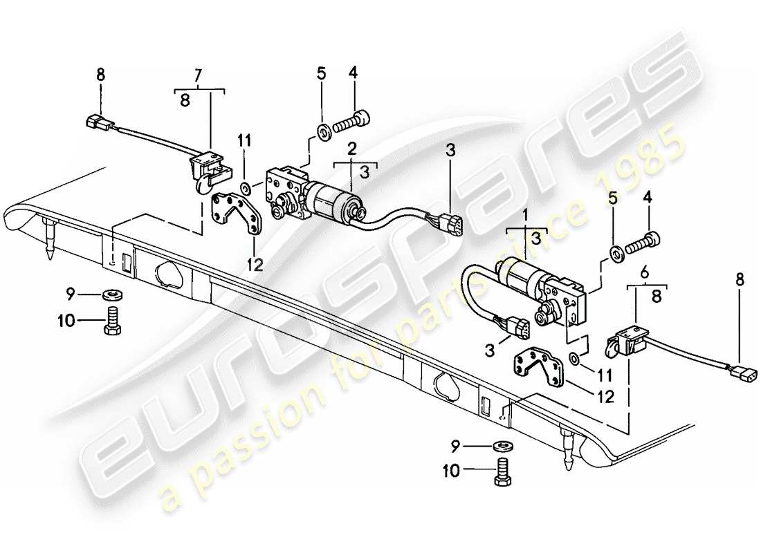 porsche 1985 (911) cabrioverdeck - verschluss - elektrisch verstellbar - d - mj 1986>> ersatzteildiagramm