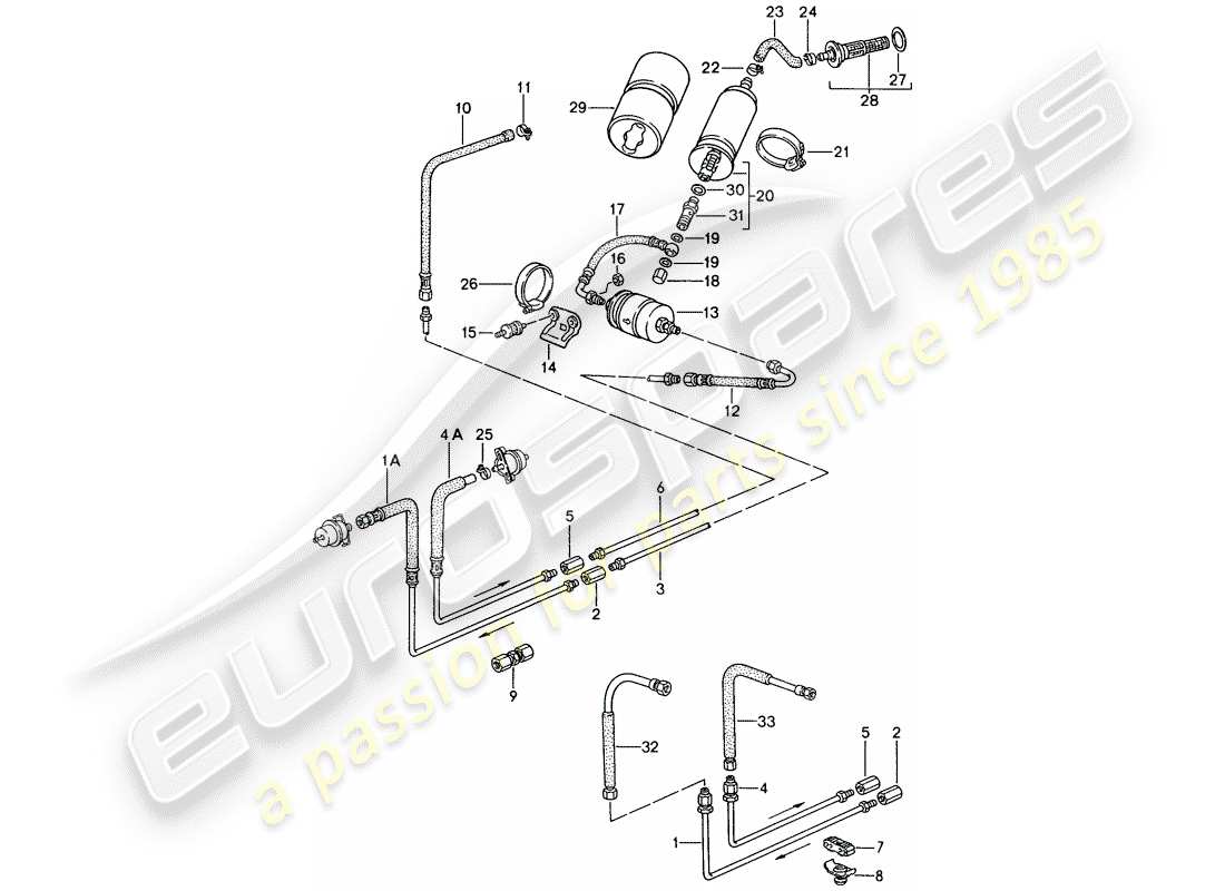 porsche 1989 (944) kraftstoffsystem teilediagramm