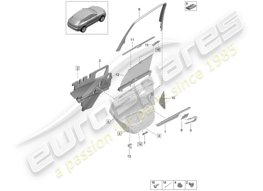 porsche 2019 (macan) zubehör teilediagramm