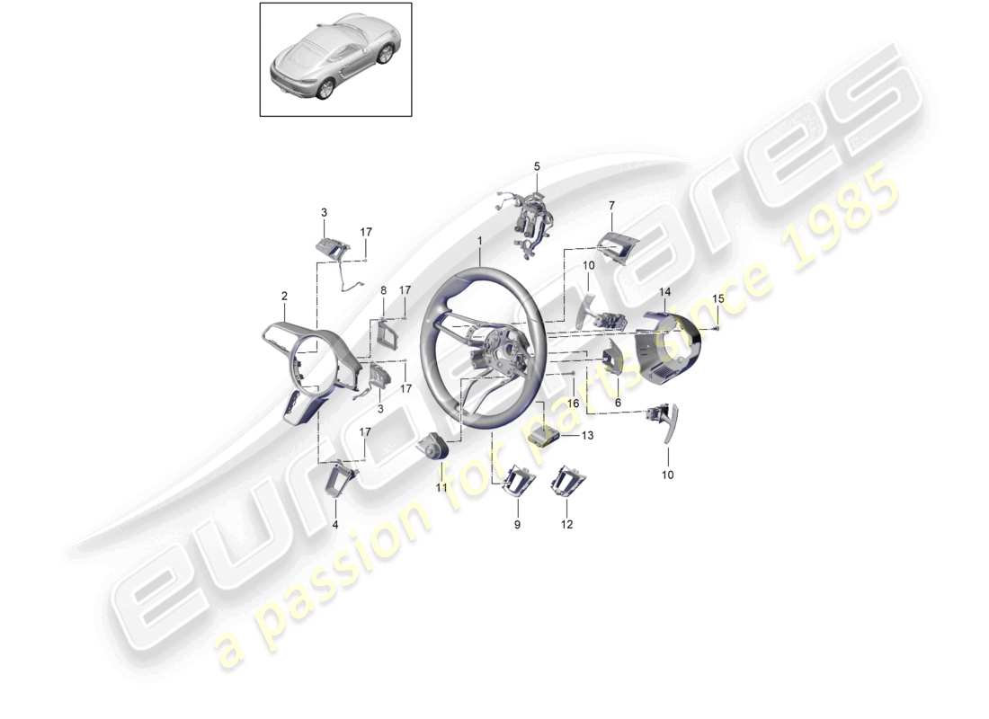 porsche 2020 (718 cayman) lenkrad einzelteile teilediagramm
