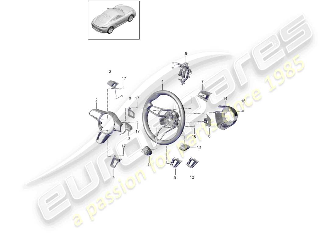 porsche 2020 (718 cayman) lenkrad einzelteile teilediagramm