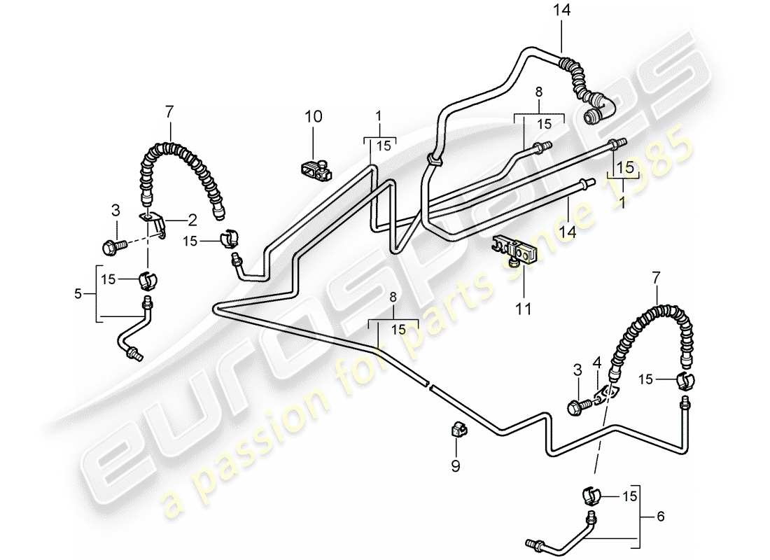 porsche 2007 (987 boxster) bremsleitung ersatzteildiagramm