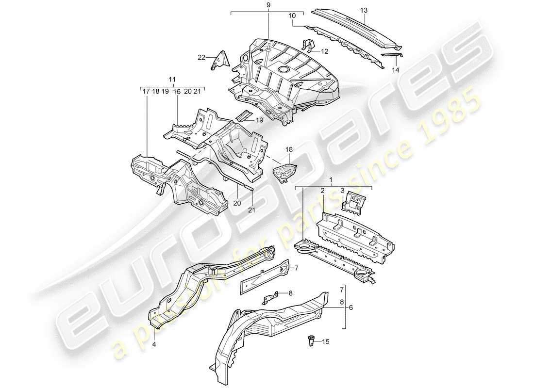 porsche 1998 (996) hinteres ende teilediagramm