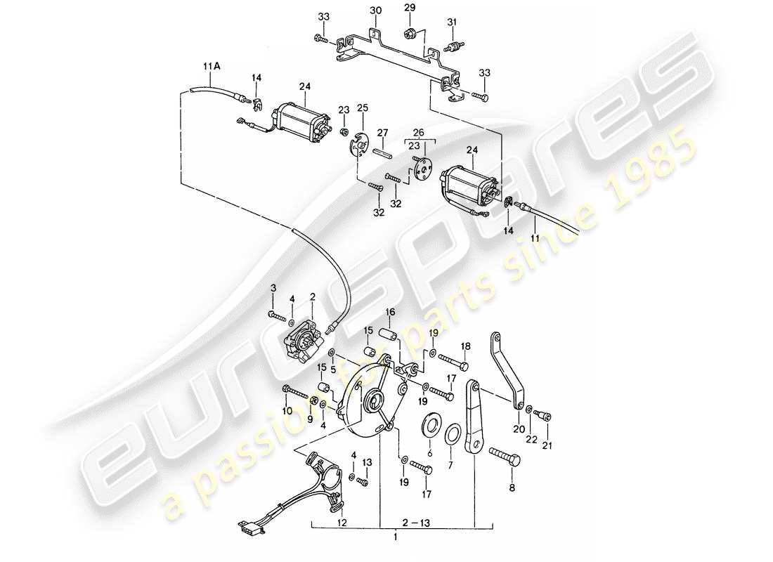porsche 1994 (993) cabrioverdeck - antriebsmechanismus ersatzteildiagramm