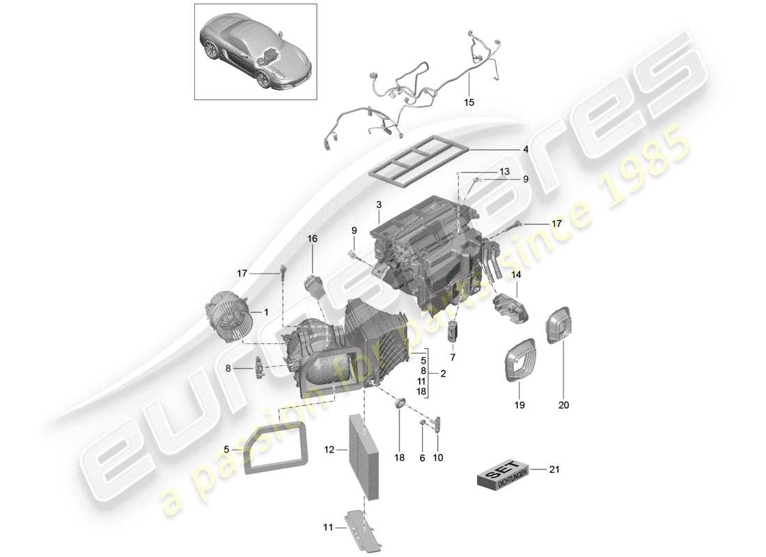 porsche 2014 (981 boxster) klimaanlage teilediagramm