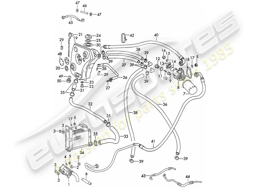 porsche 1973 (911) motorschmierung - typ 911/51/52/57 - d - mj 1972>> - mj 1973 teilediagramm