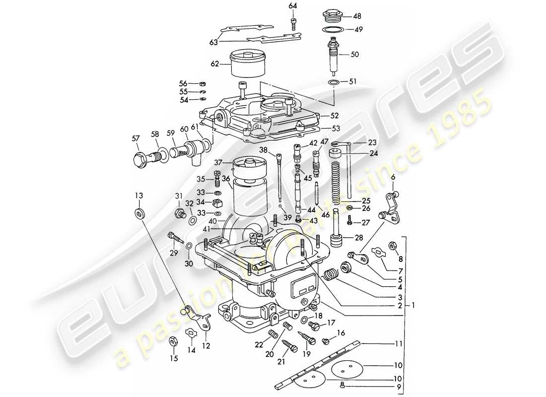 porsche 1961 (356b/356c) einzelteile - für - vergaser - weber 40 dcm 2 ersatzteildiagramm