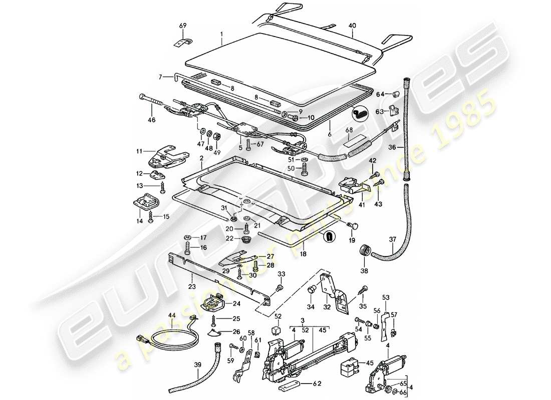 porsche 1984 (924) hebedach - d - mj 1984>> ersatzteildiagramm