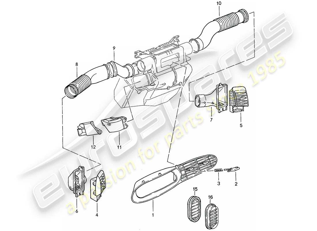 porsche 1990 (944) luftkanal teilediagramm