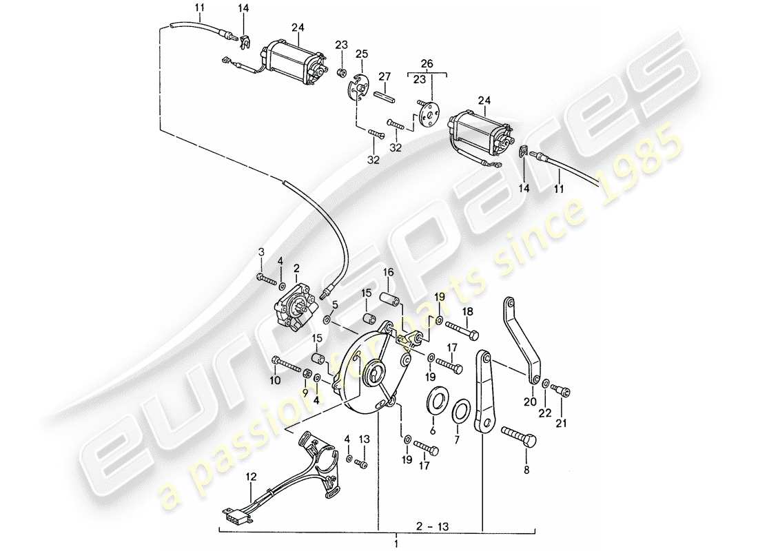 porsche 1990 (944) cabrio-verdecksteuerung - elektrisch ersatzteildiagramm