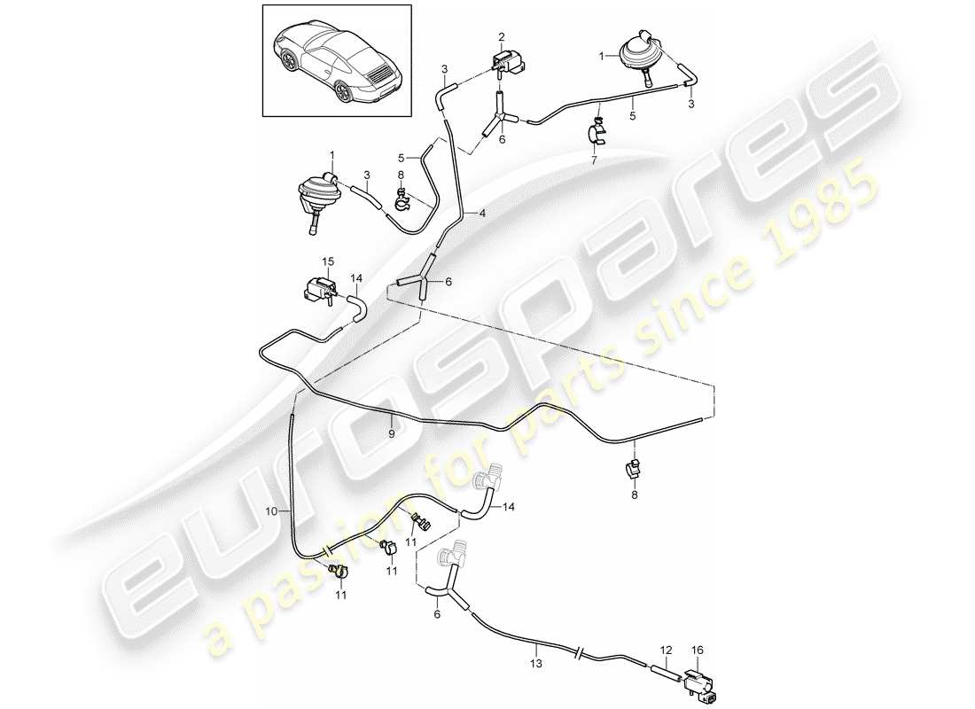 porsche 2012 (997-2) vakuumsystem teilediagramm