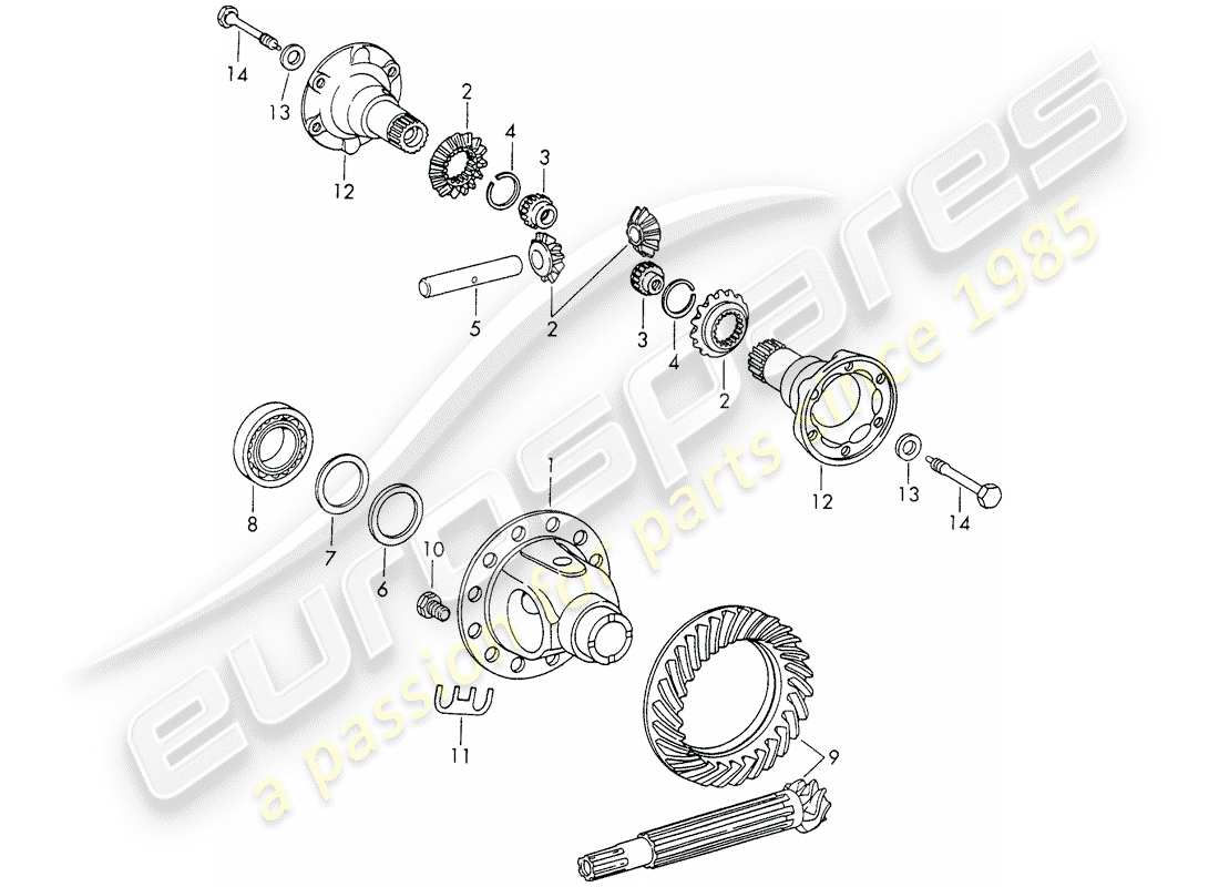 porsche 1966 (911/912) differential - mit: - kaltguss - oder - druckguss - gehäuse - d - mj 1969>> - mj 1969 ersatzteildiagramm