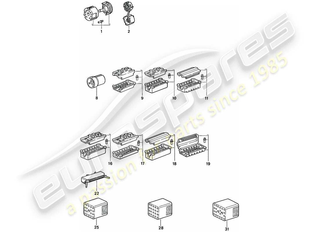 porsche 1988 (924s) steckverbindergehäuse ersatzteildiagramm