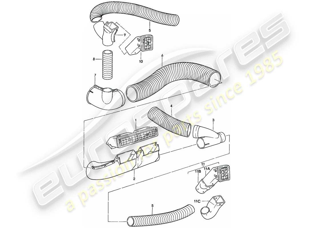 porsche 1977 (924) luftentlüftung - luftschlauch ersatzteildiagramm