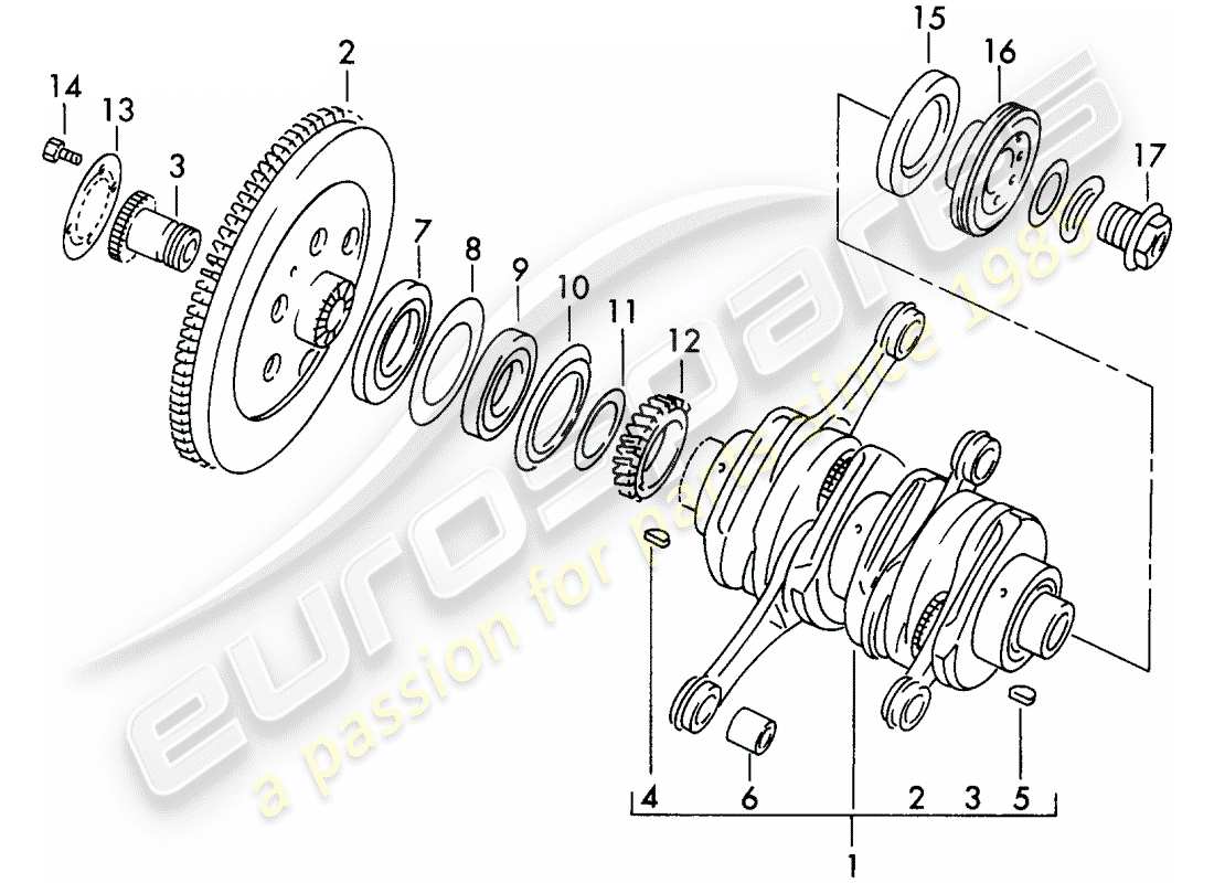porsche 1952 (356/356a) kurbelwelle teilediagramm