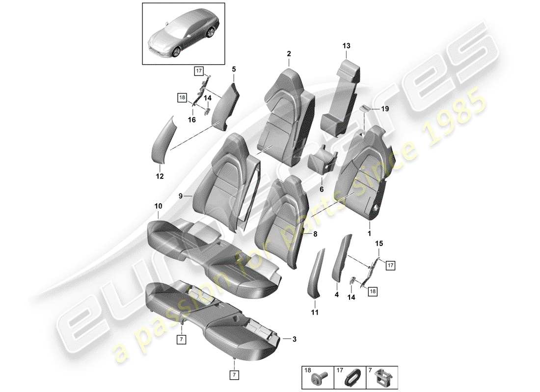 porsche 2020 (panamera 971-1) seat-ersatzteildiagramm