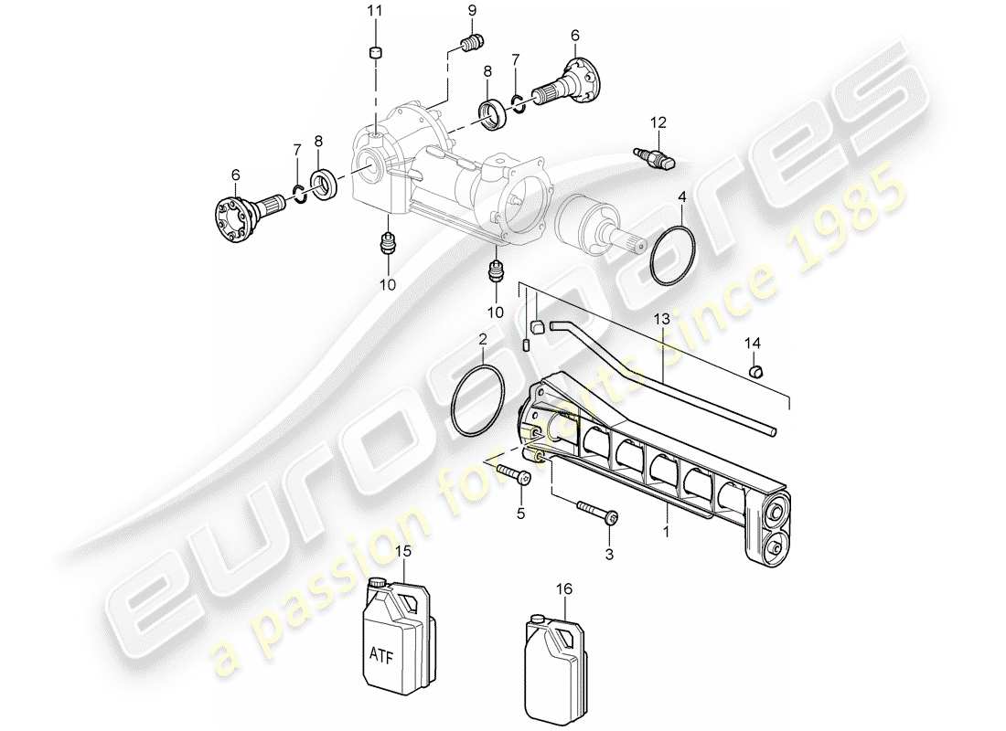porsche 2007 (997-1 turbo / gt2) vorderachsdifferential ersatzteildiagramm