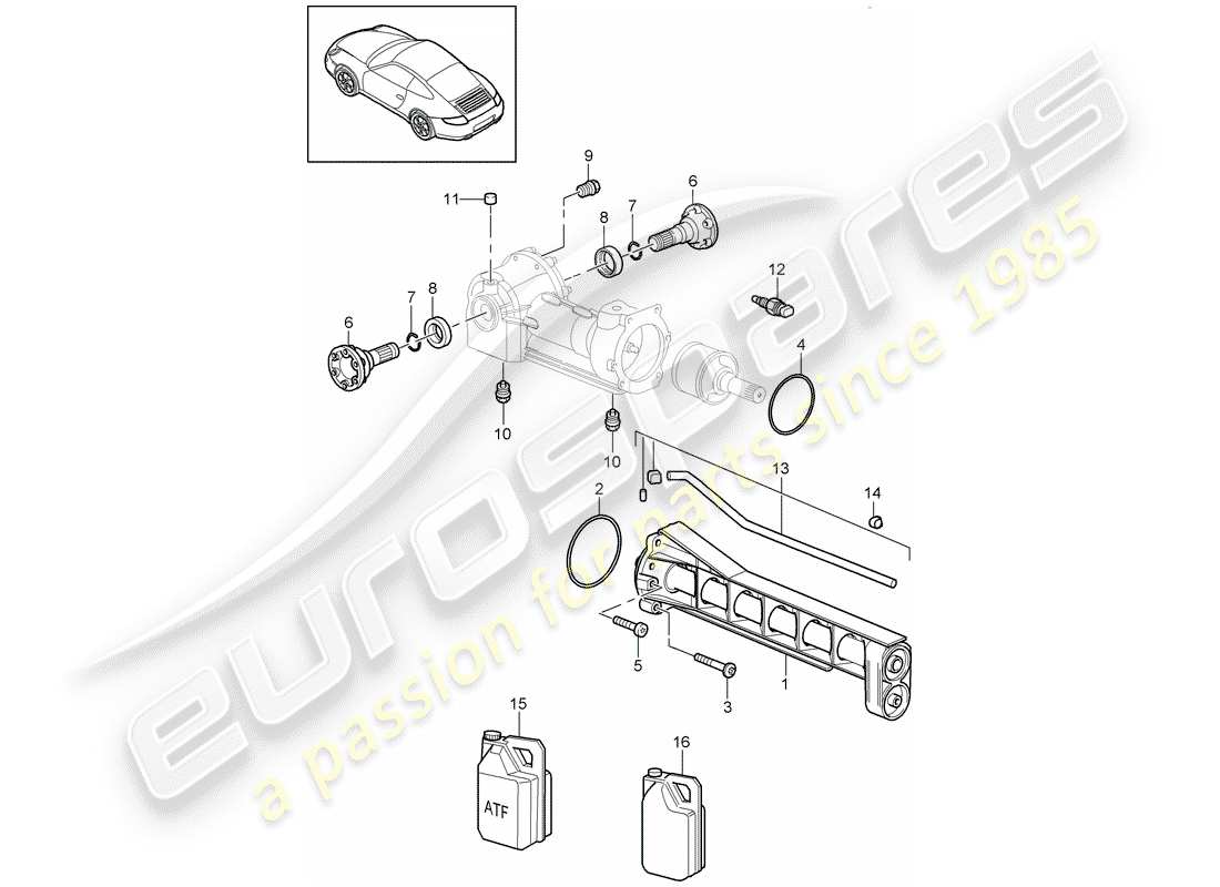 porsche 2009 (997-2) vorderachsdifferential ersatzteildiagramm