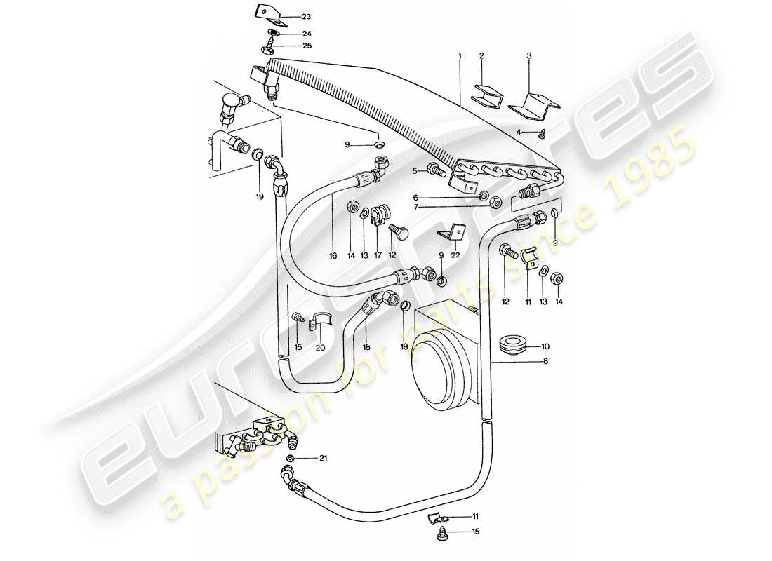 porsche 911 turbo (1976) klimaanlage - kondensator - leitungen ersatzteildiagramm