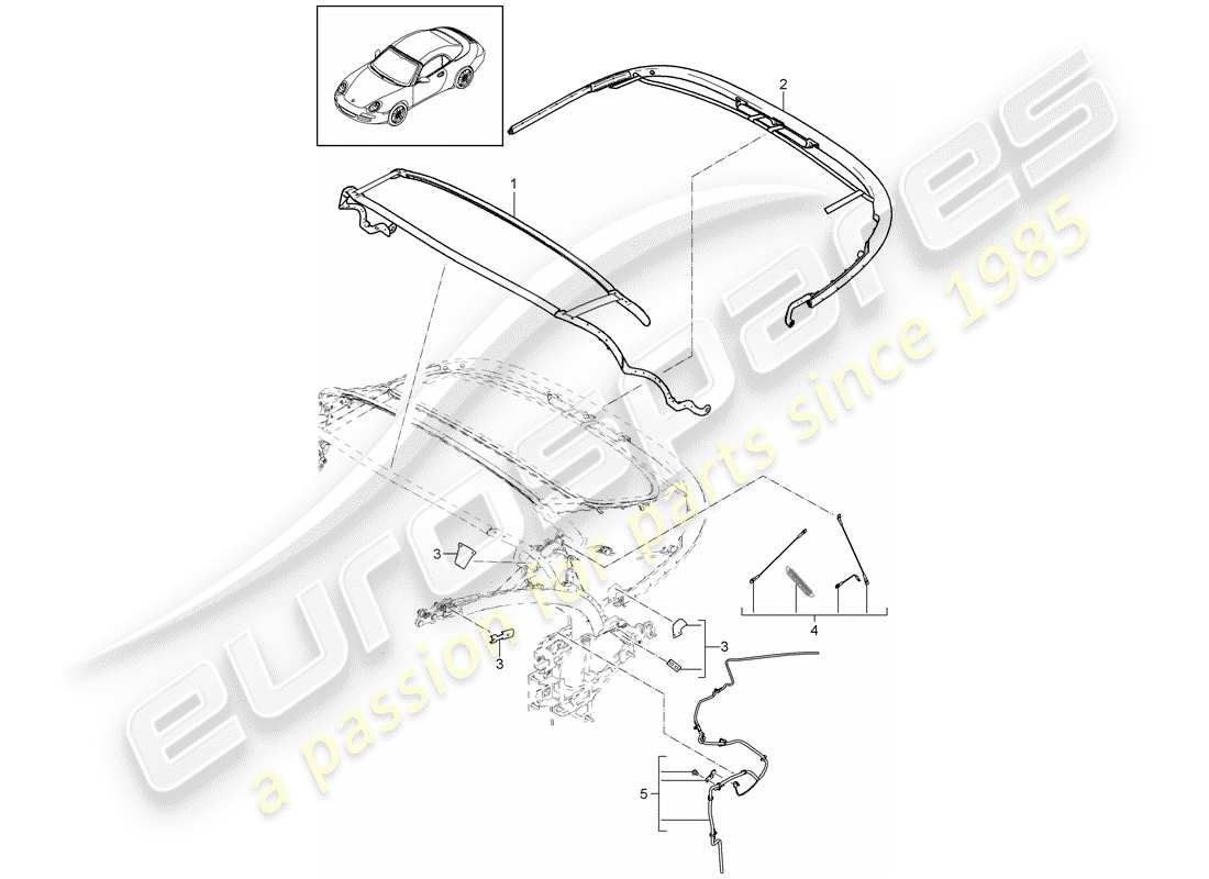 porsche 2009 (997-2) top frame ersatzteildiagramm