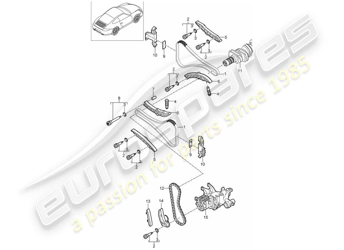 porsche 2009 (997-2) ventilsteuerung teilediagramm