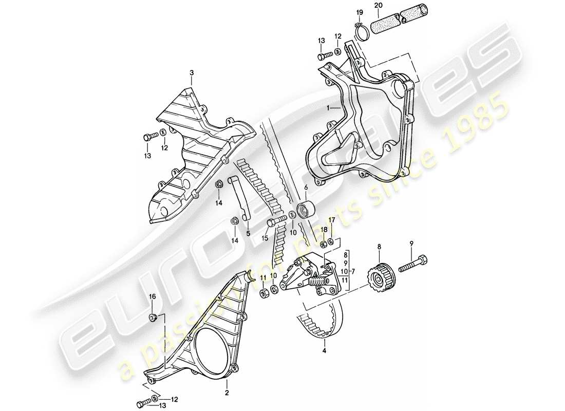 porsche 1988 (924s) nockenwelle - antriebsmechanismus - d - mj 1987>> ersatzteildiagramm