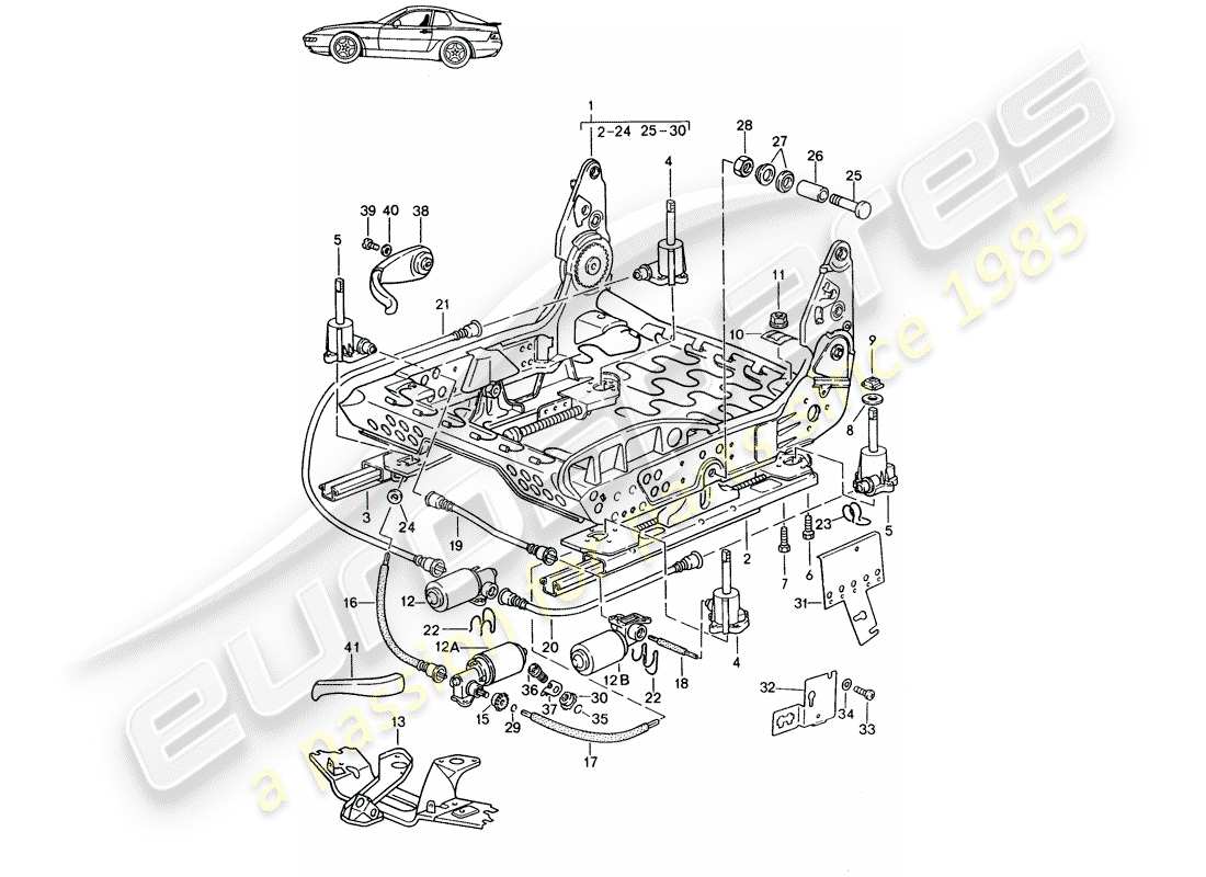 eine teilezeichnung aus dem porsche 1986 (seats for 944/968/911/928) teilekatalog