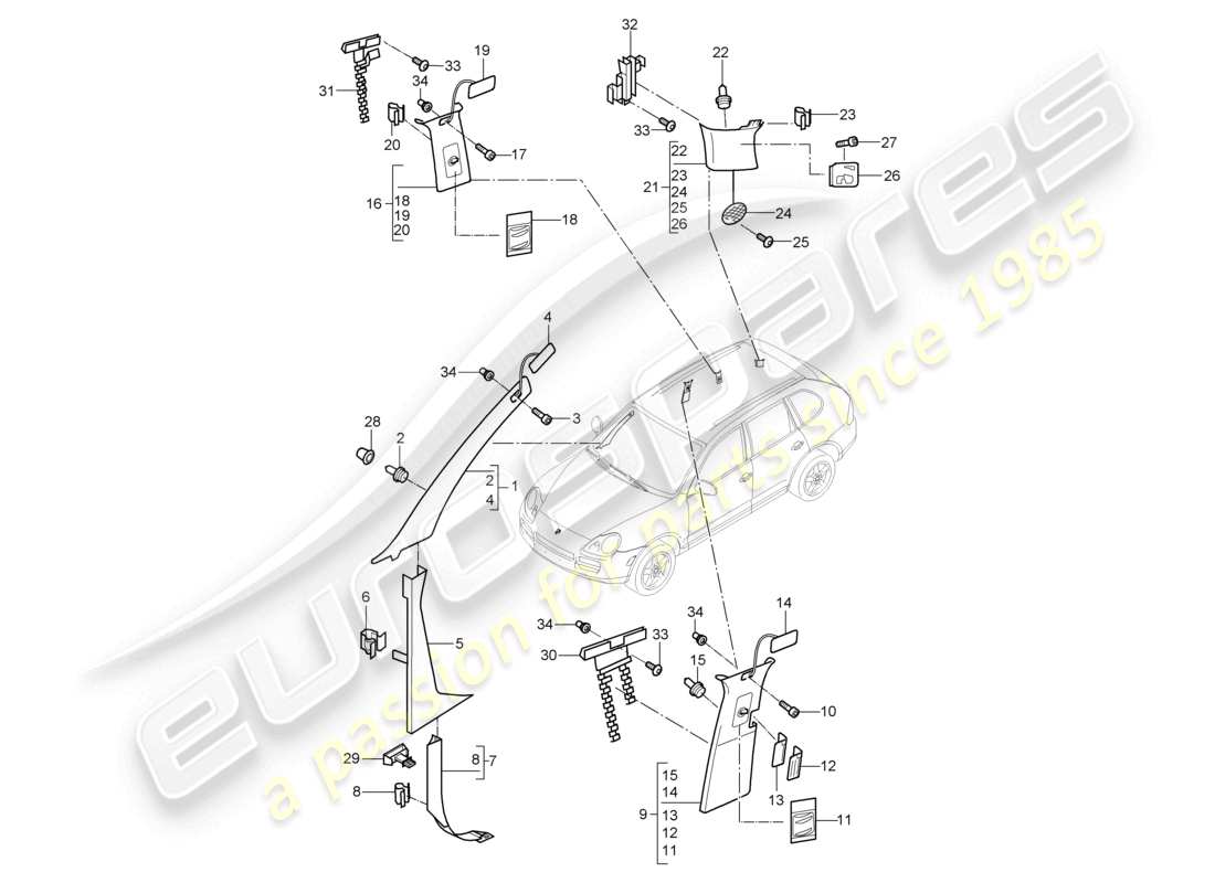 eine teilezeichnung aus dem porsche 2003 (cayenne e1 9pa) teilekatalog