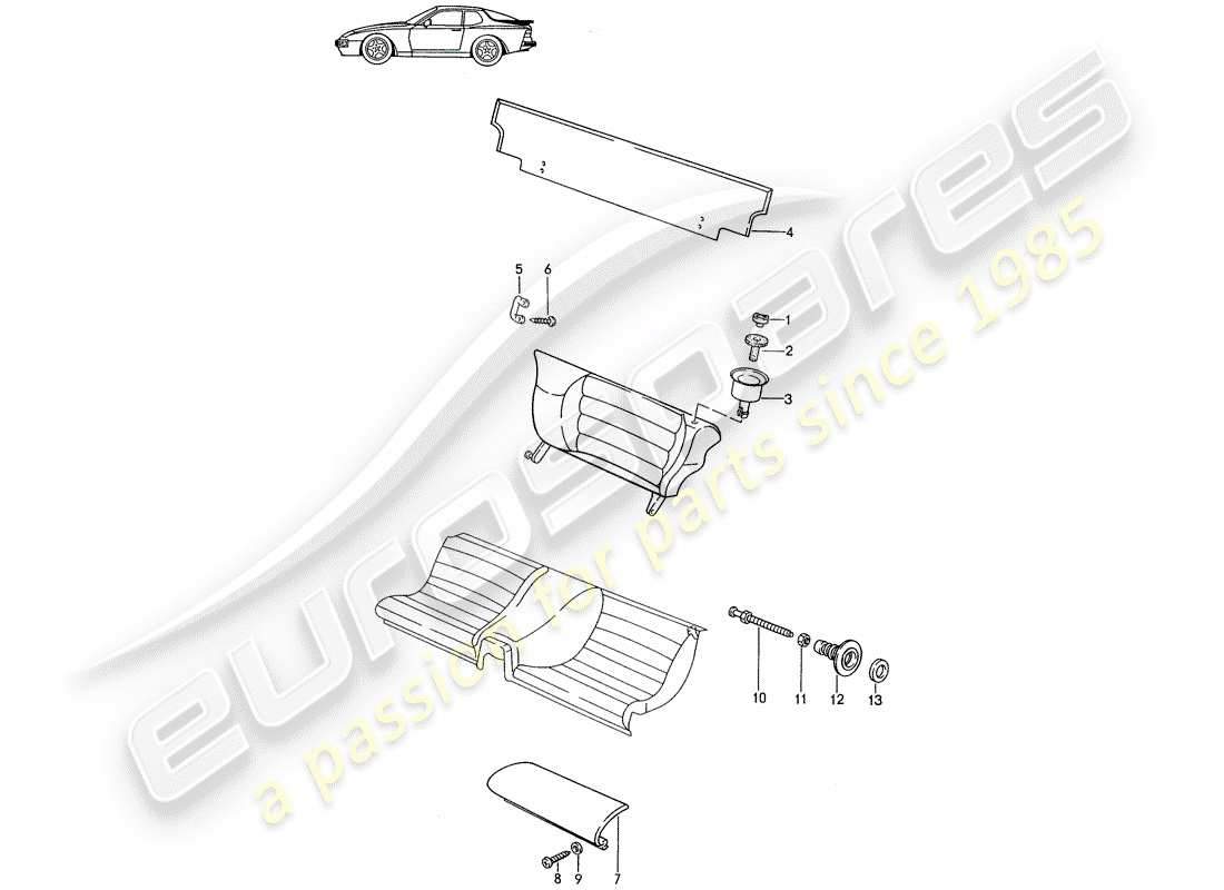 eine teilezeichnung aus dem porsche 1987 (seats for 944/968/911/928) teilekatalog