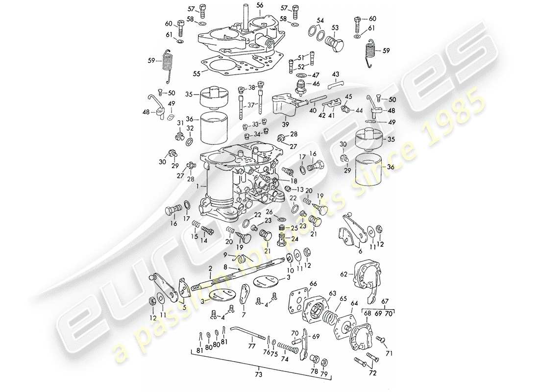 ein teilediagramm aus dem teilekatalog porsche 356