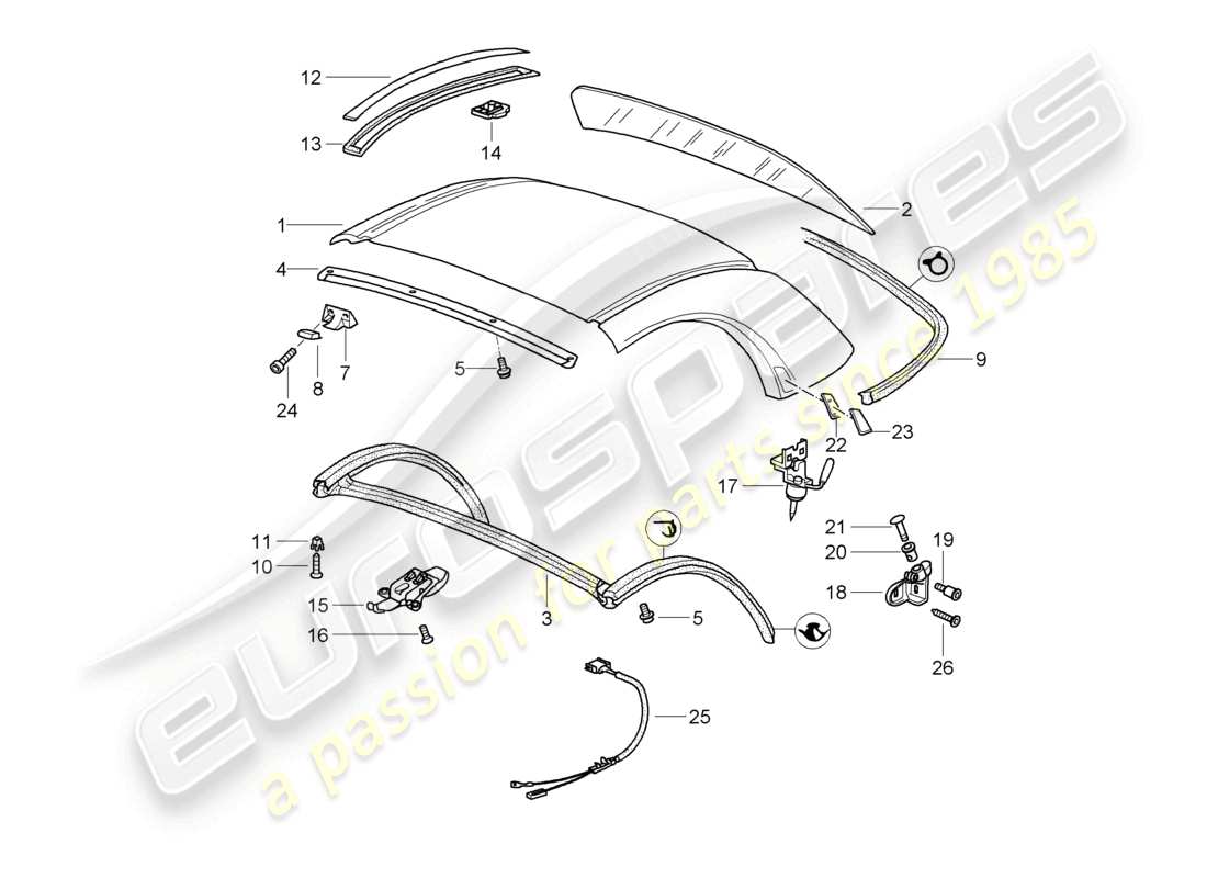 eine teilezeichnung aus dem porsche 1997 (986 boxster) teilekatalog