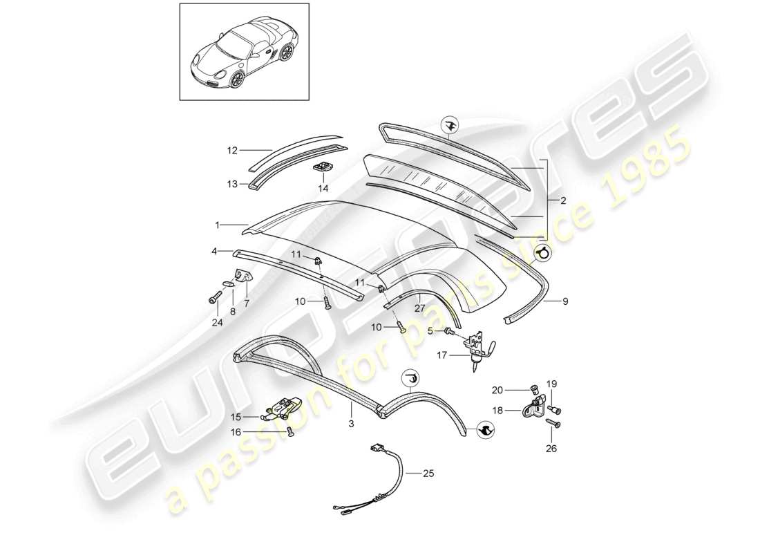 eine teilezeichnung aus dem porsche 2005 (987 boxster) teilekatalog