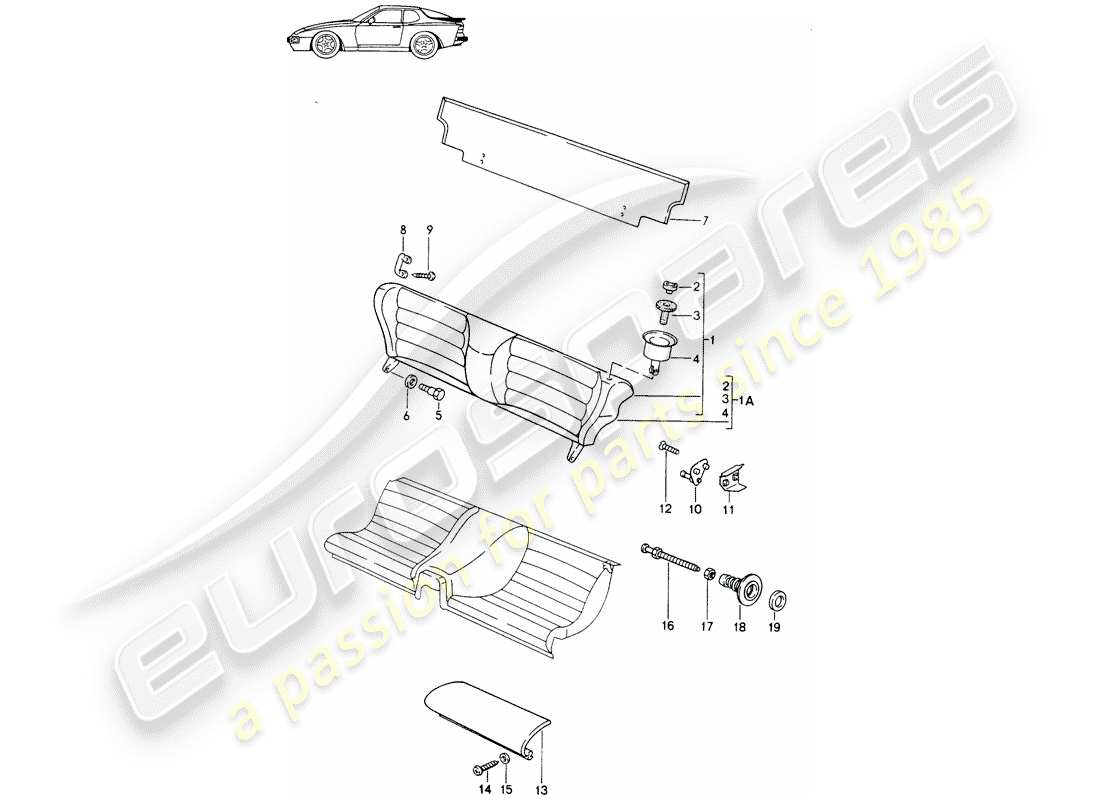 eine teilezeichnung aus dem porsche 1990 (seats for 944/968/911/928) teilekatalog