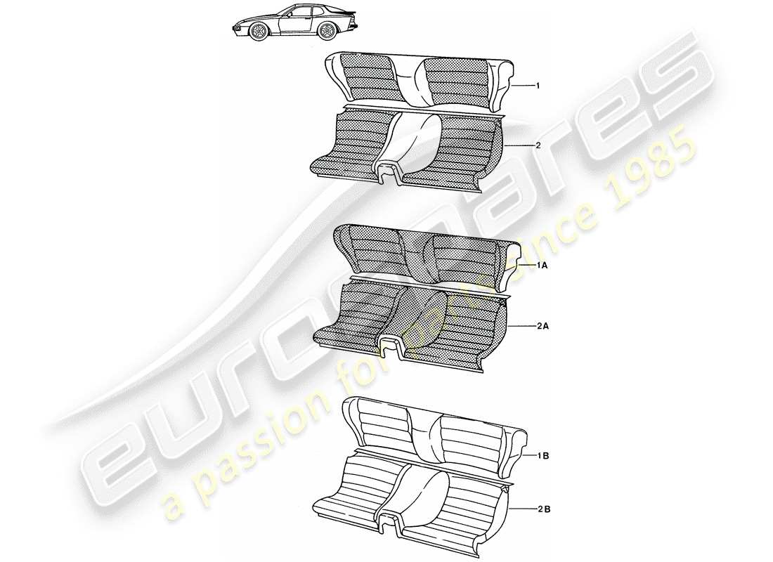eine teilezeichnung aus dem porsche 1987 (seats for 944/968/911/928) teilekatalog