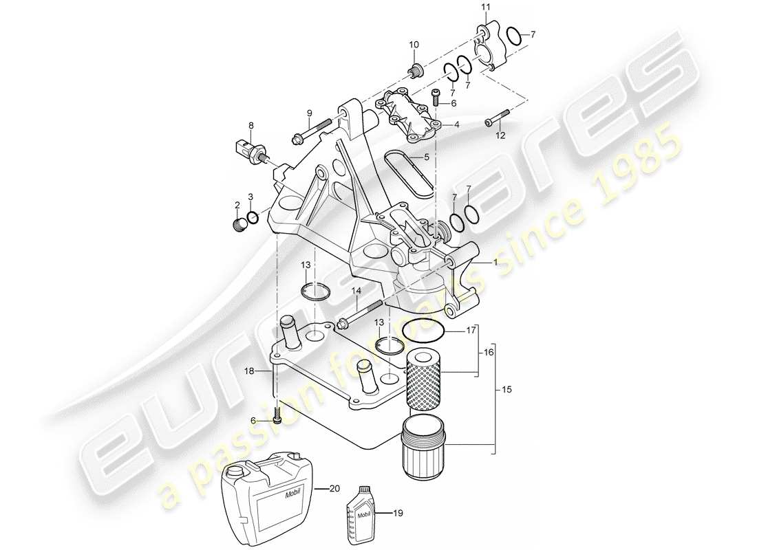 porsche 2005 (cayenne e1 9pa) ölfilter ersatzteildiagramm