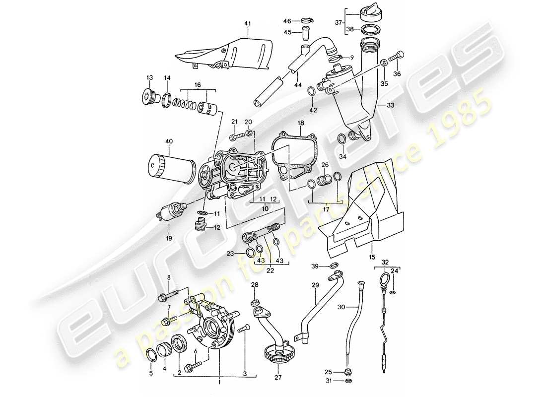 porsche 1990 (944) motorschmierung teilediagramm