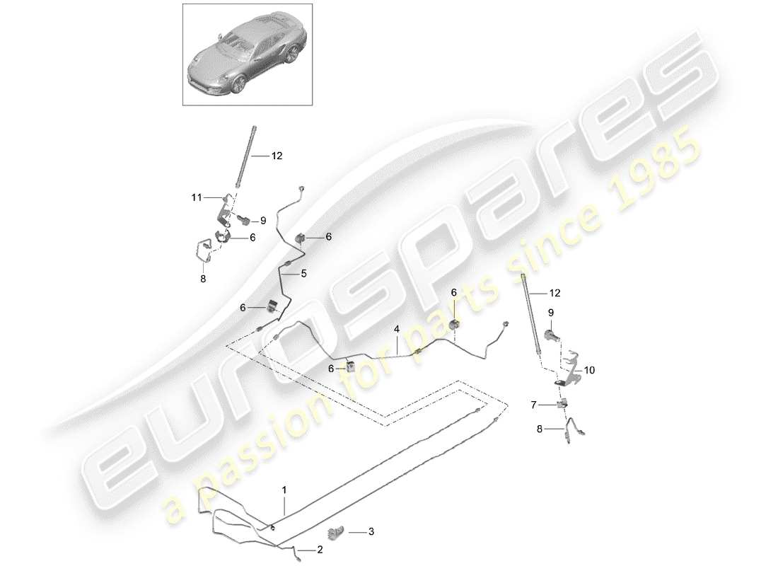 porsche 2014 (991-1 turbo) bremsleitung ersatzteildiagramm