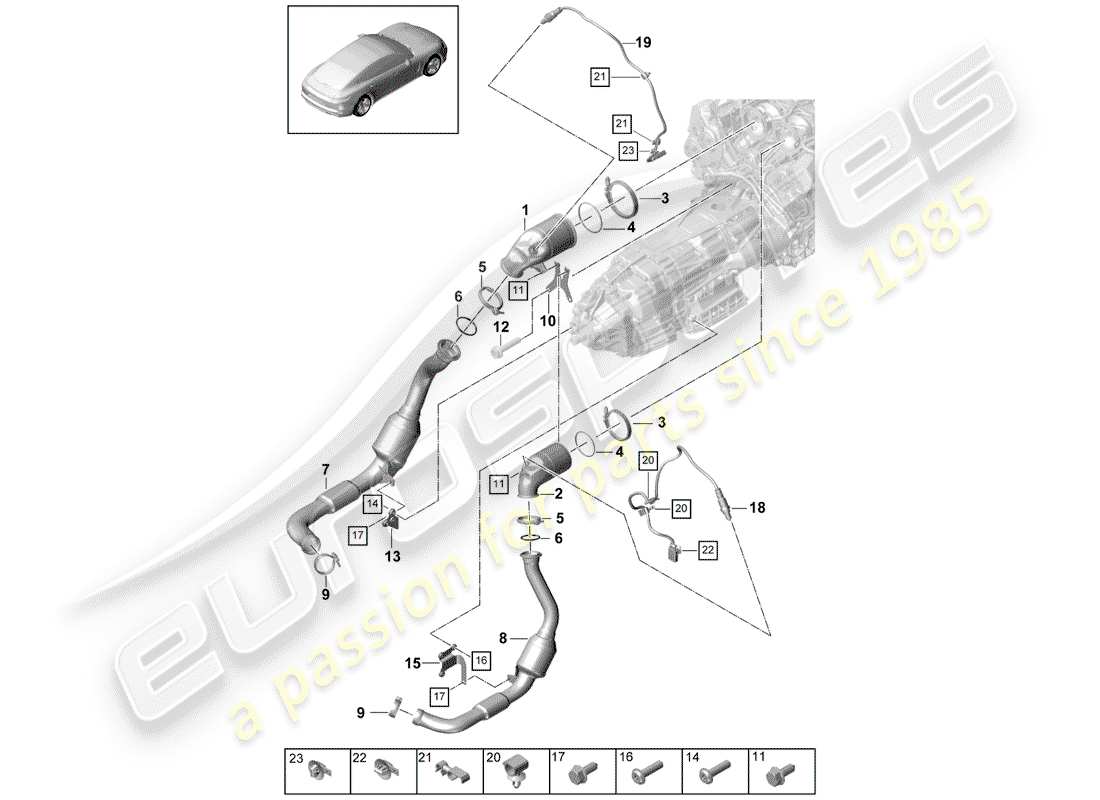 porsche 2018 (panamera 971-1) auspuffanlage teilediagramm