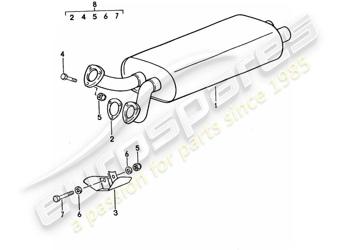 porsche 1992 (928) auspuffanlage - auspuffschalldämpfer, vorne ersatzteildiagramm