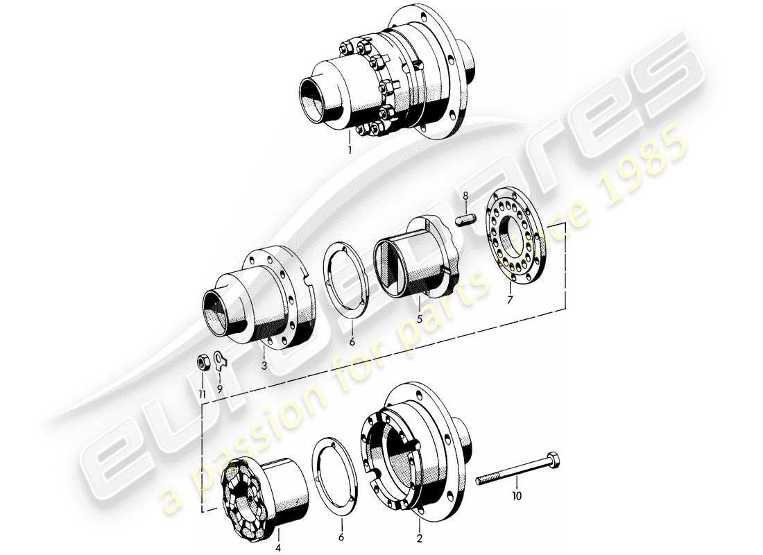 porsche 1962 (356b/356c) sperrdifferential ersatzteildiagramm