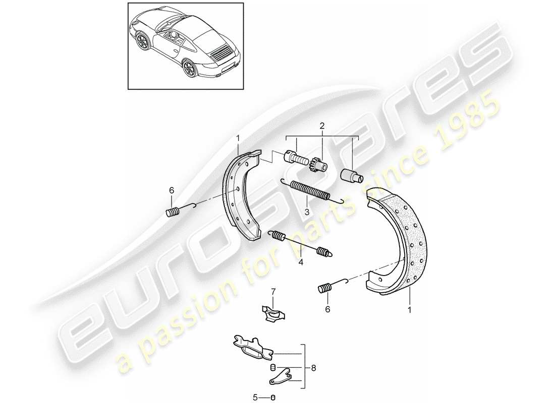 porsche 2010 (997-2) handbremse ersatzteildiagramm