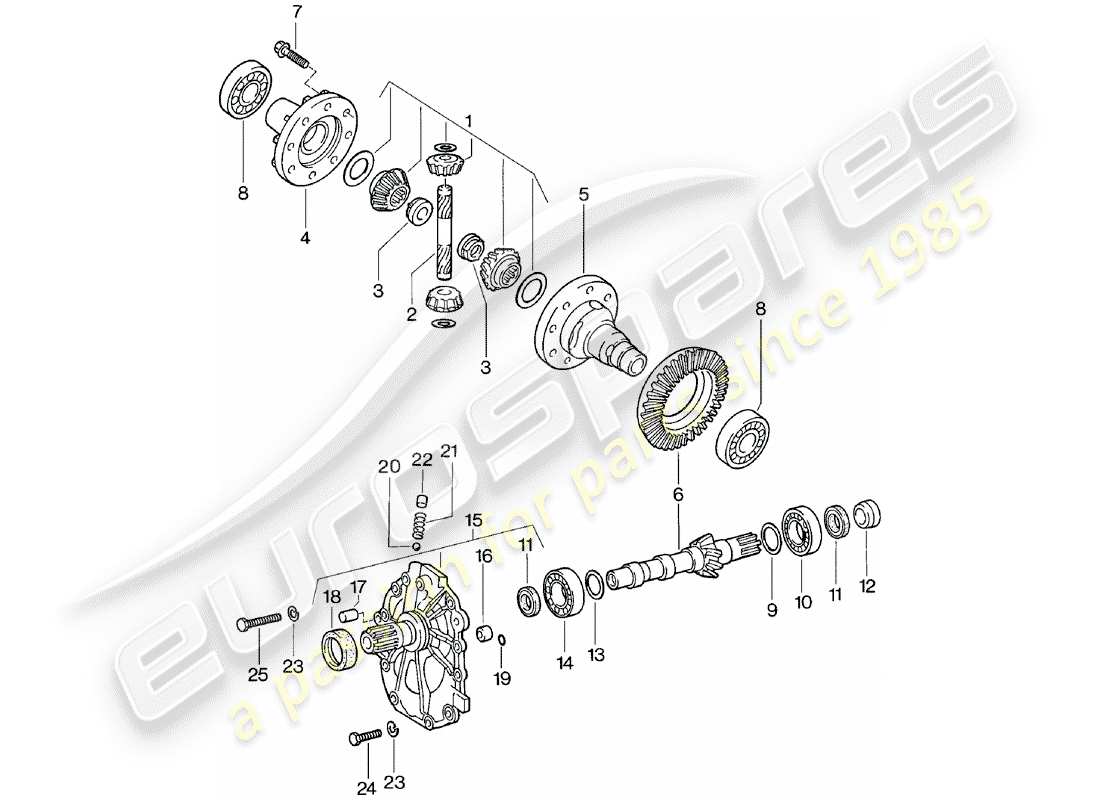 porsche 1983 (924) differential - automatikgetriebe ersatzteildiagramm