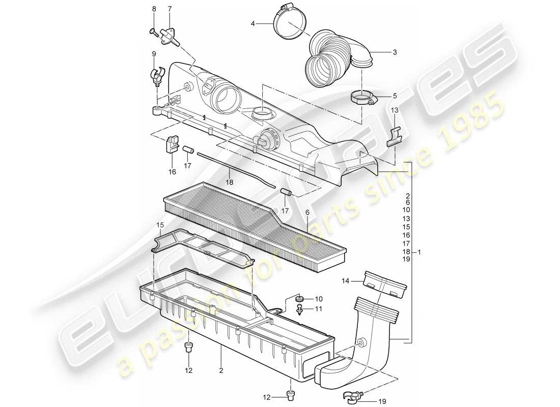 porsche 2008 (997-1) luftreiniger teilediagramm