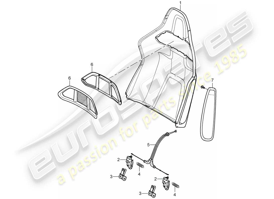 porsche 2008 (997-1 turbo / gt2) rückenlehnenschale ersatzteildiagramm