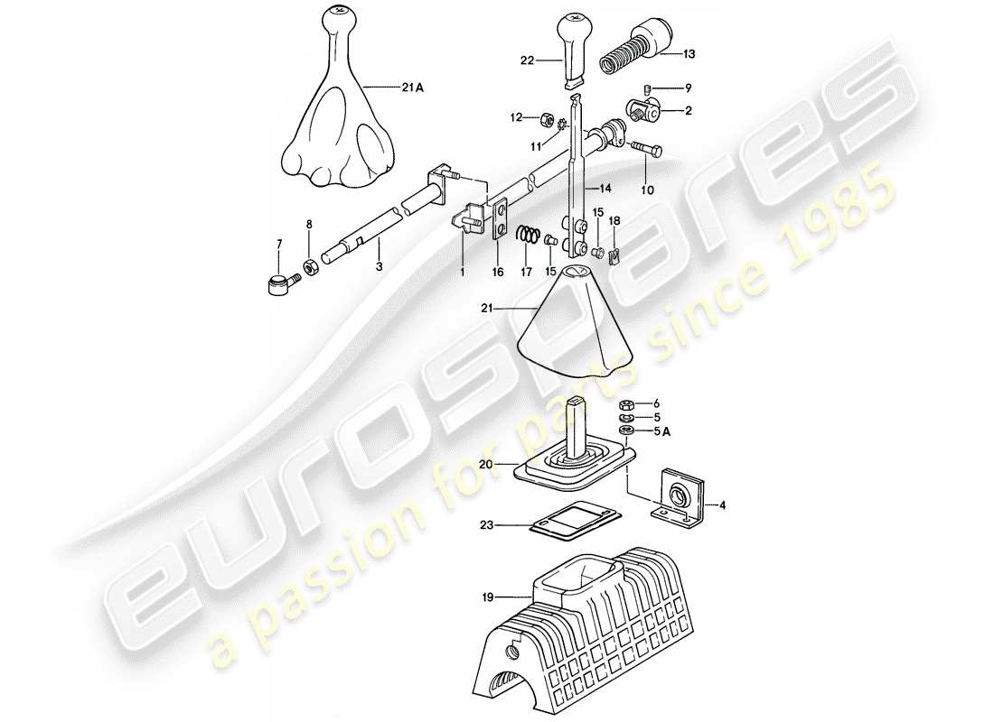 porsche 1985 (928) schaltmechanismus - handschaltgetriebe ersatzteildiagramm